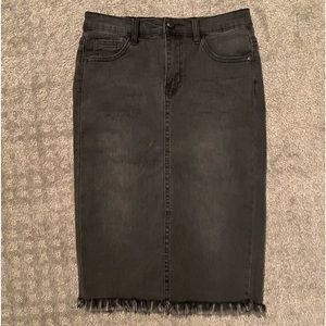 Knee Length Black Denim Skirt